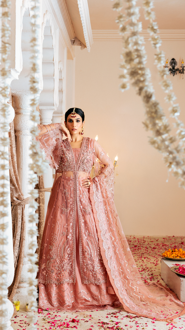 Zebtan | Zircon Wedding Formals | SHABNAM ZQ-07 XS Tea Pink Net