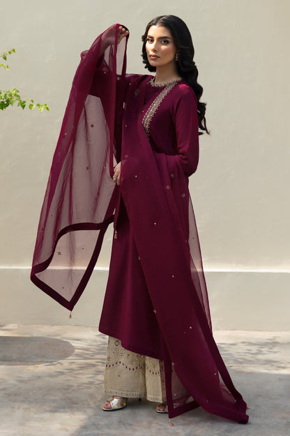 Naqshi | Rijaas Luxury Pret 24 | PARIZE Custom Size Burgundy Indian Raw Silk