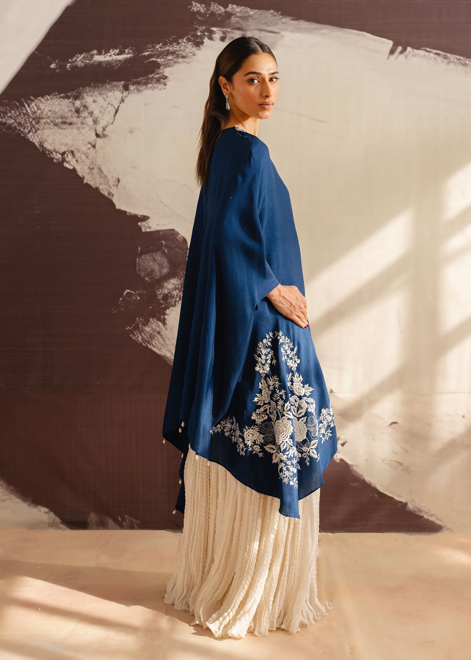 Mahgul | Eye of Cemal | Bejewelled Ocean Custom Size Blue Korean Raw Silk