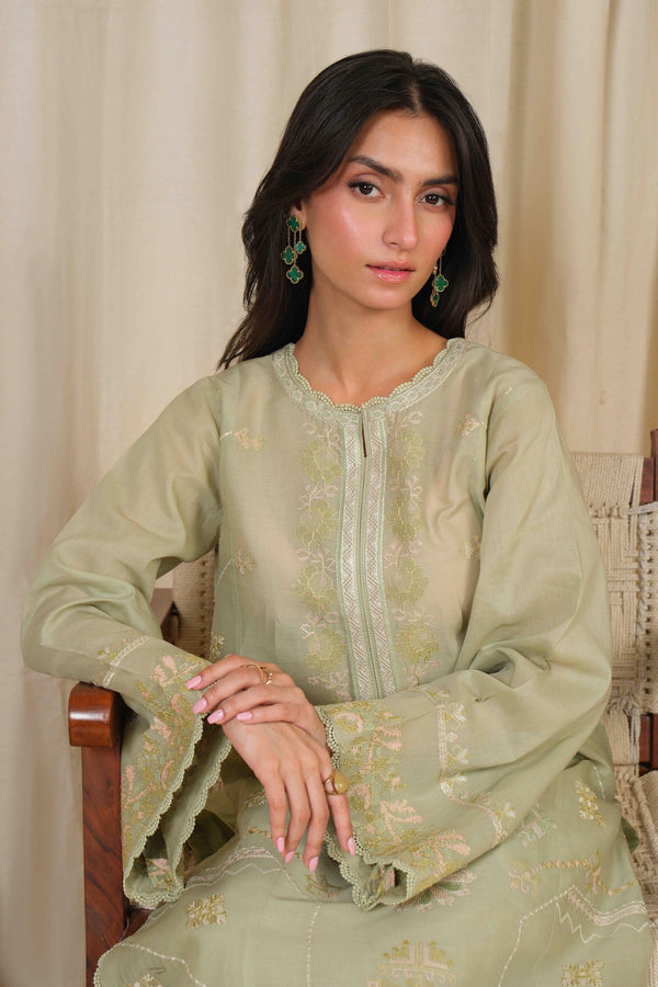 Noor by Saadia Asad | Noor Pret 25 | D4 - Muted Green - Pakistani Designer Dress - by Noor by Saadia Asad - Type : Ladies Clothes - 100% Original at Saira Sultan