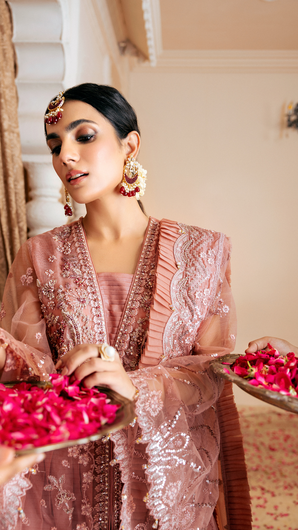 Zebtan | Zircon Wedding Formals | SHABNAM ZQ-07 M Tea Pink Net