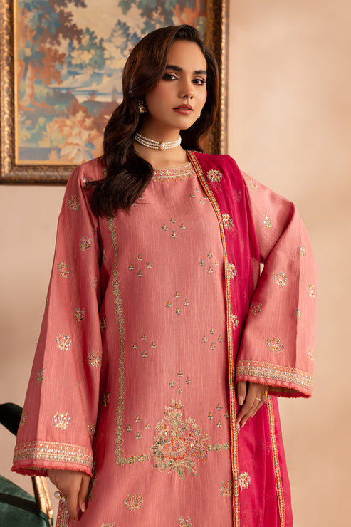 Emaan Adeel | Rangrez Collection | SOHNI L Pink Khaddar