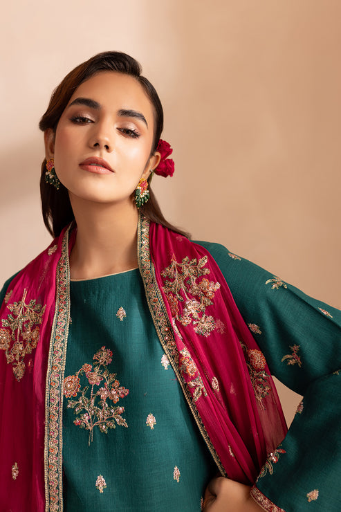 Emaan Adeel | Rangrez Collection | NEELAM L Sea Green Khaddar