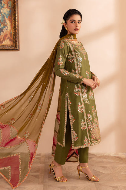 Emaan Adeel | Rangrez Collection | RIWAAZ XL Olive Green Khaddar
