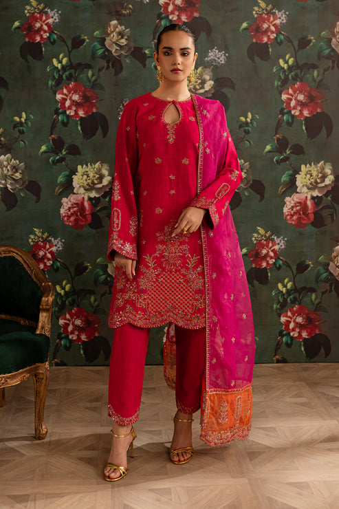 Emaan Adeel | Rangrez Collection | FIROZA XS Red Khaddar