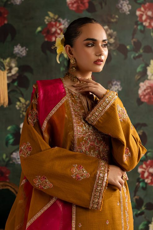 Emaan Adeel | Rangrez Collection | ARZOO L Brown Khaddar