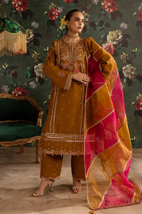 Emaan Adeel | Rangrez Collection | ARZOO XS Brown Khaddar