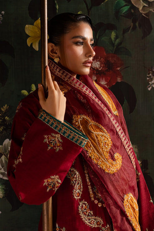 Emaan Adeel | Rangrez Collection | MAHI M Red Khaddar