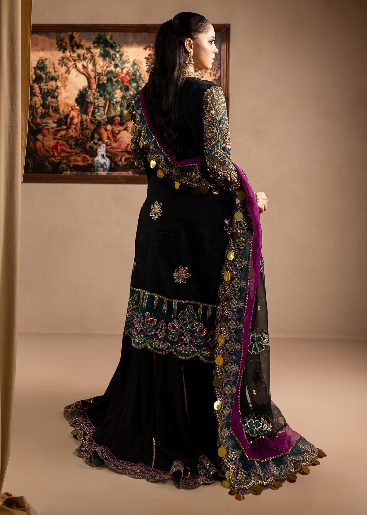 Maria Osama Khan | Lamhay Wedding Festive | Zumar S Long Open Jacket with Lehnga