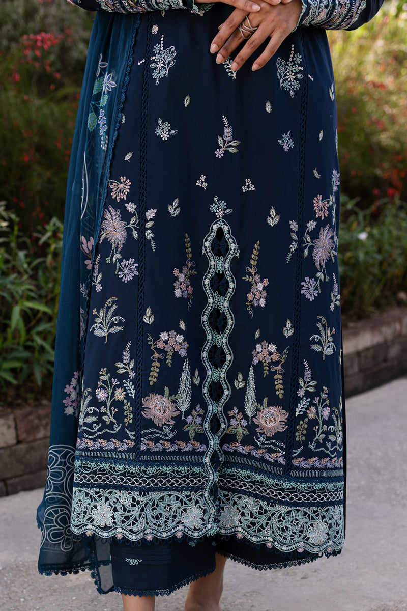 Qalamkar | Q Line Lawn 25 | QM-01 Bleu M Navy Blue Lawn