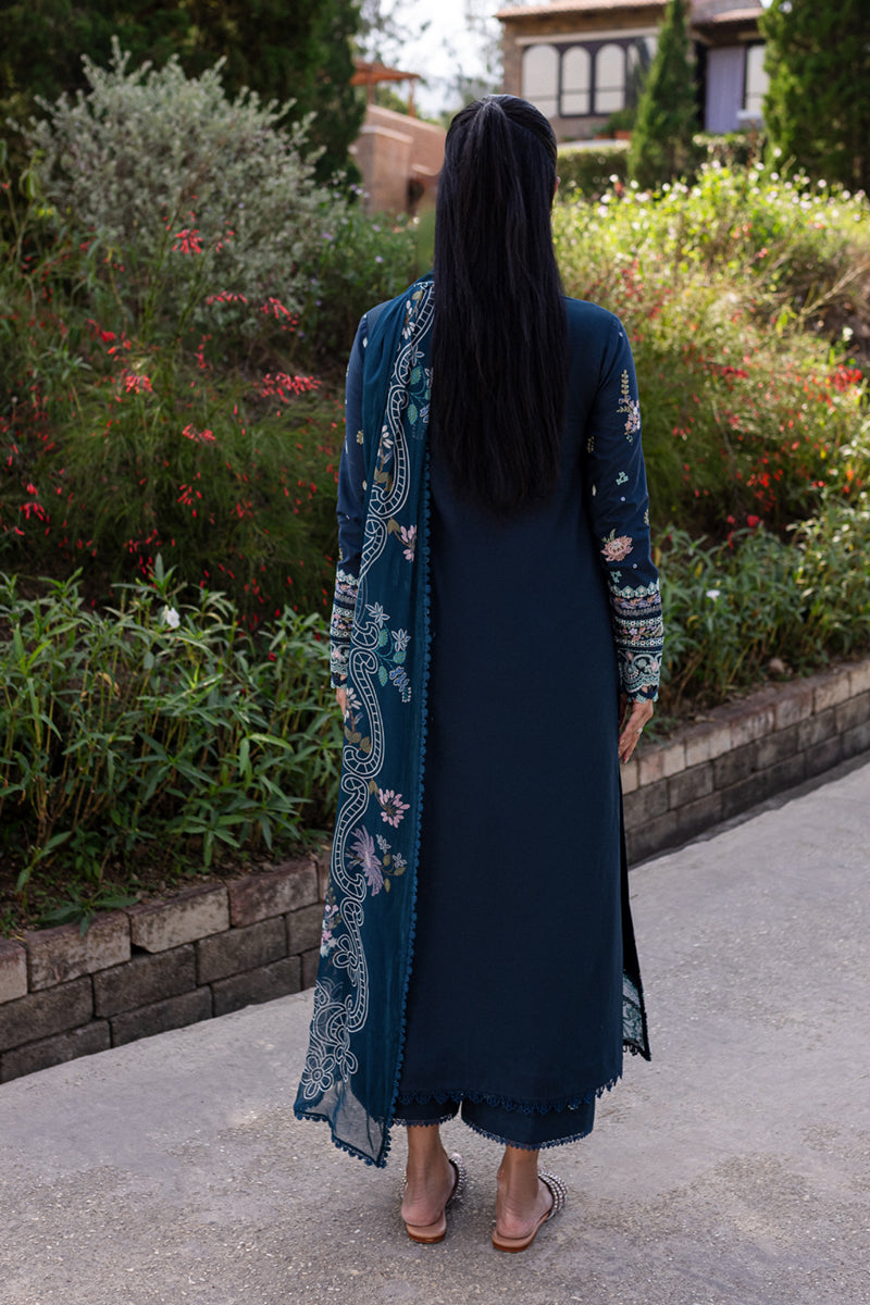Qalamkar | Q Line Lawn 25 | QM-01 Bleu S Navy Blue Lawn