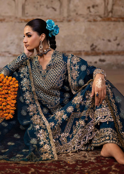 Akbar Aslam | Dastaan Luxury Formals | Zinia Custom Size Sea Green Tissue Silk