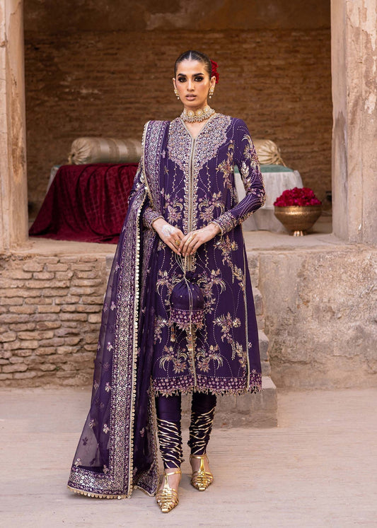 Akbar Aslam | Dastaan Luxury Formals | Haniye XS Dark Purple Silk