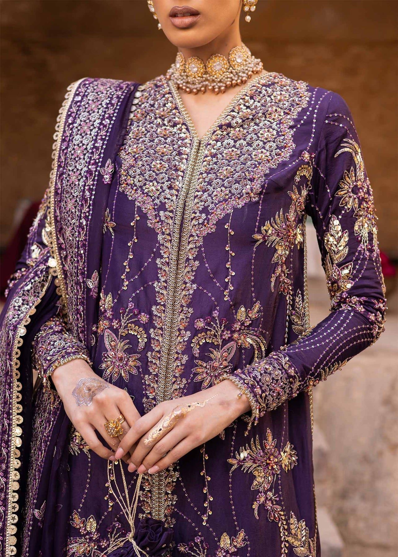 Akbar Aslam | Dastaan Luxury Formals | Haniye M Dark Purple Silk