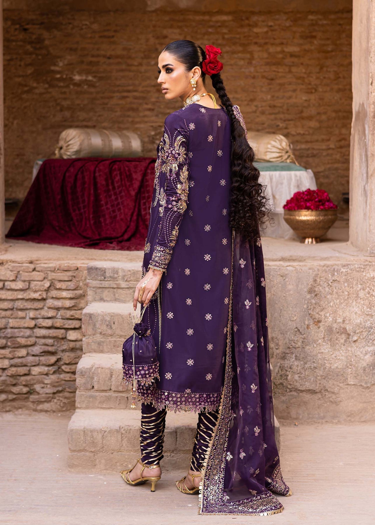 Akbar Aslam | Dastaan Luxury Formals | Haniye S Dark Purple Silk