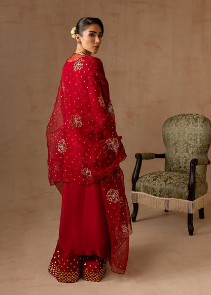Maria Osama Khan | Noir Bliss Luxury Formals | Ruby S Red Raw Silk