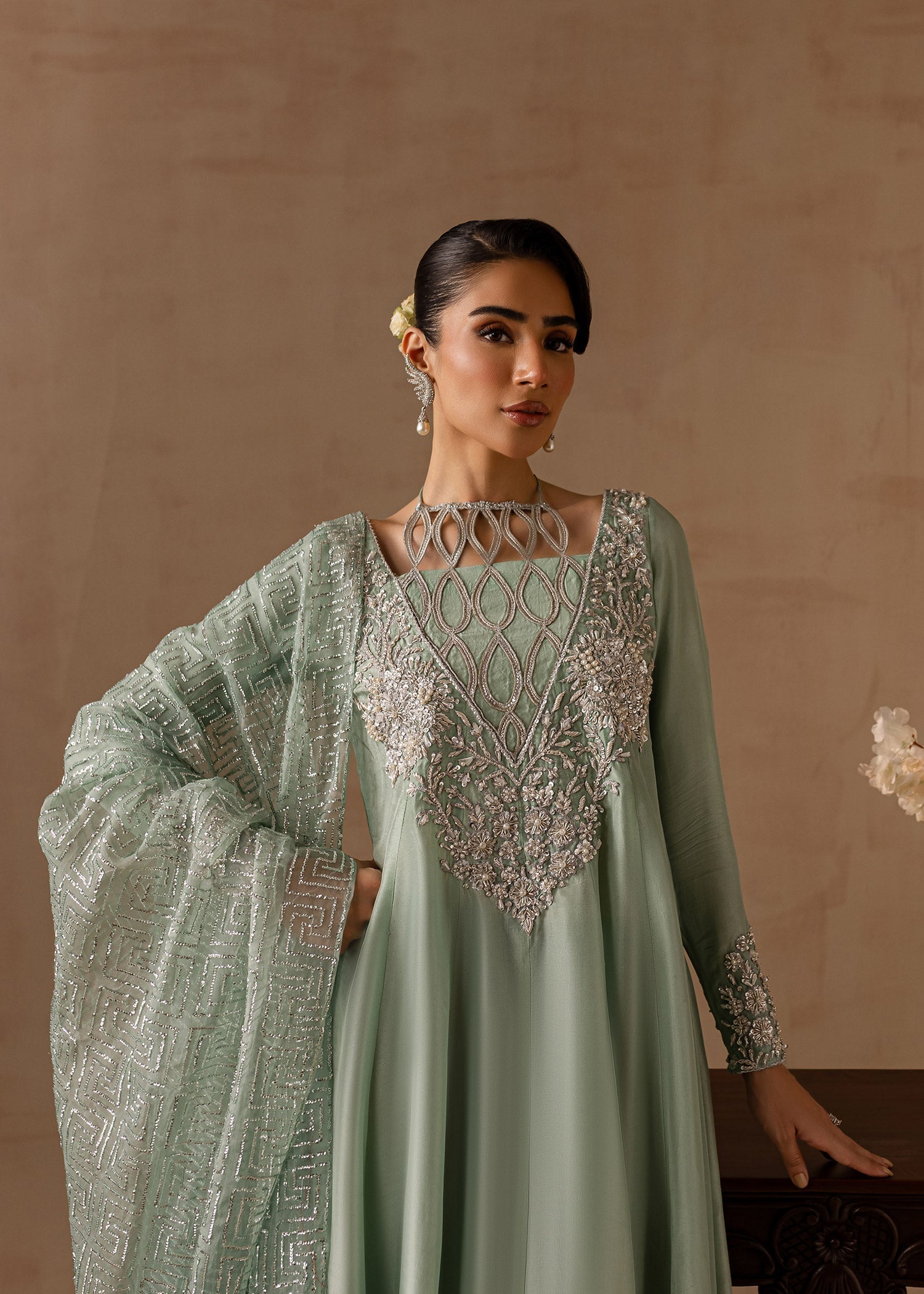 Maria Osama Khan | Noir Bliss Luxury Formals | Aazure S Teal Raw Silk