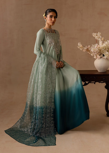 Maria Osama Khan | Noir Bliss Luxury Formals | Aazure M Teal Raw Silk