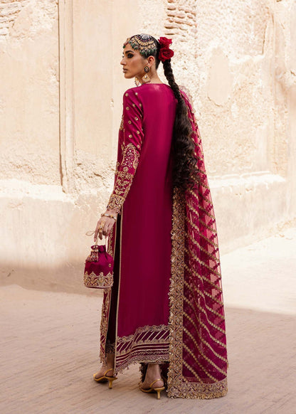 Akbar Aslam | Dastaan Luxury Formals | Gulebahar S Magenta Silk