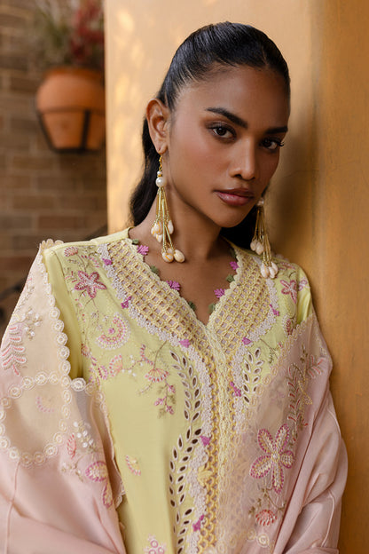Qalamkar | Q Line Lawn 25 | QM-11 Ina L Dust Yellow Lawn