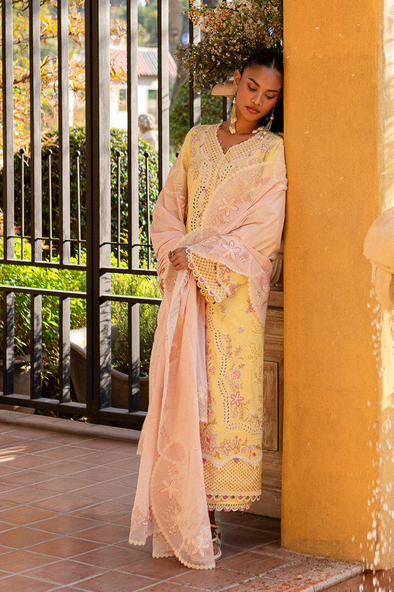 Qalamkar | Q Line Lawn 25 | QM-11 Ina S Dust Yellow Lawn