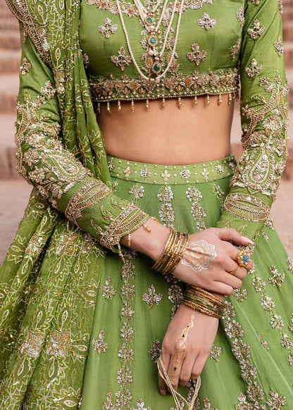 Akbar Aslam | Dastaan Luxury Formals | Nashmira L Green Silk