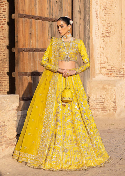 Akbar Aslam | Dastaan Luxury Formals | Nureh Custom Size Yellow Silk