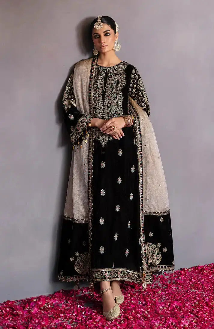 Emaan Adeel | Makhmal Velvet Edition 23 | MK-08 AQS - Pakistani Designer Dress - by Emaan Adeel | Type: Formal - 100% Original at Saira Sultan