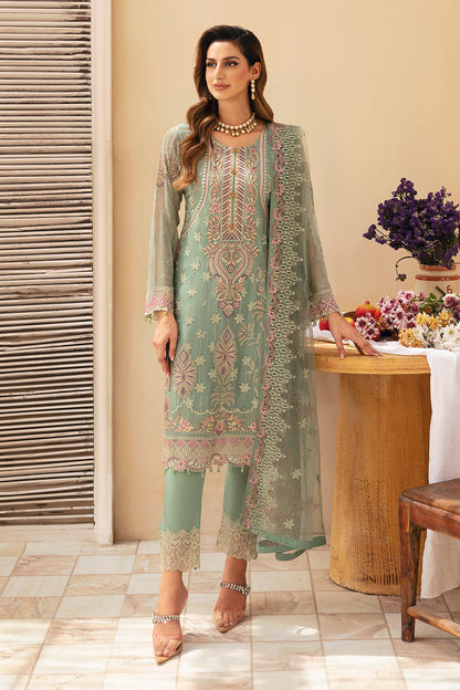 Ramsha | Chevron Chiffon Collection |A-901 XS Mint Chiffon