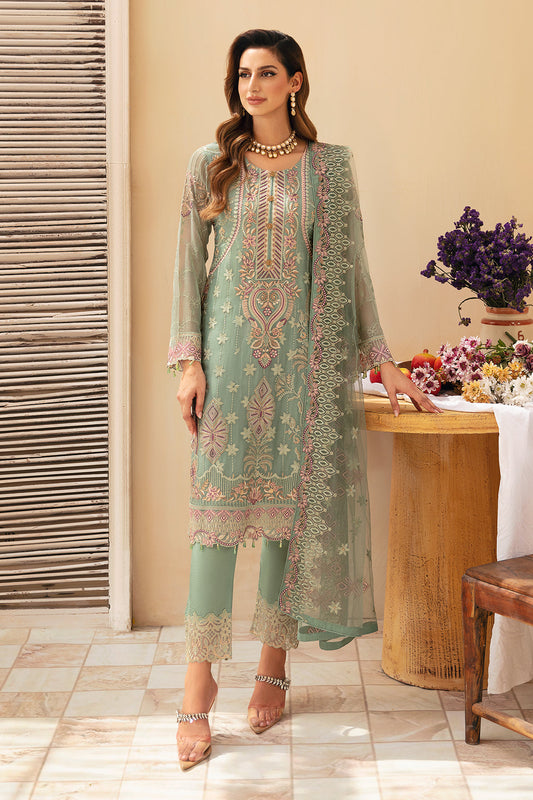 Ramsha | Chevron Chiffon Collection |A-901 XS Mint Chiffon