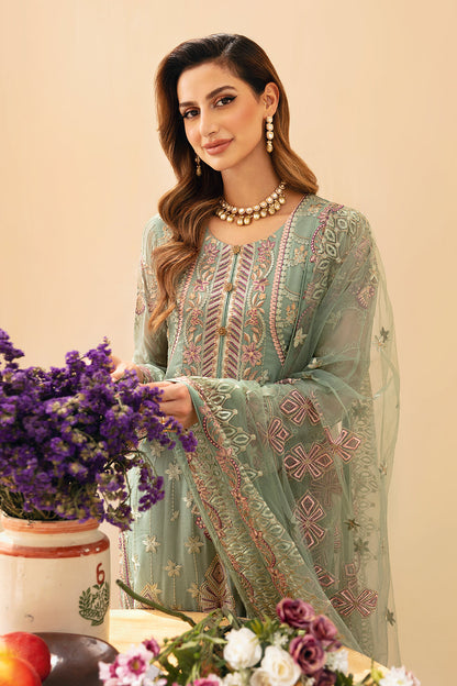 Ramsha | Chevron Chiffon Collection |A-901 M Mint Chiffon