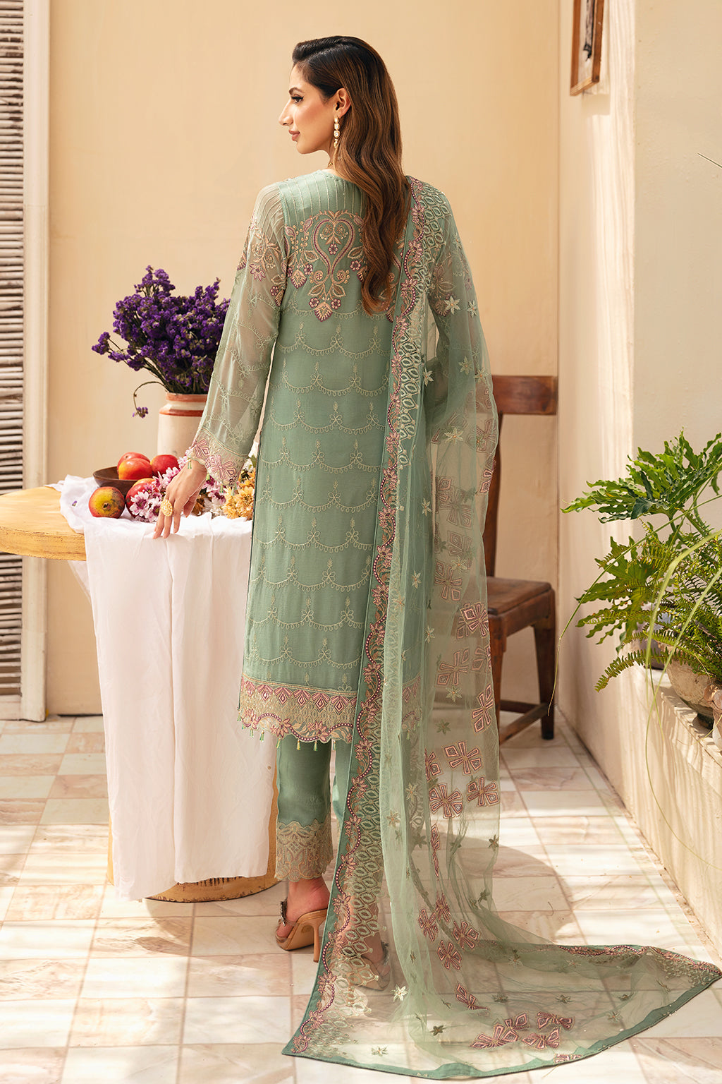 Ramsha | Chevron Chiffon Collection |A-901 S Mint Chiffon