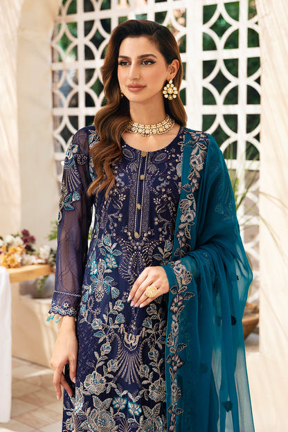 Ramsha | Chevron Chiffon Collection | A-903 L Deep Blue Chiffon