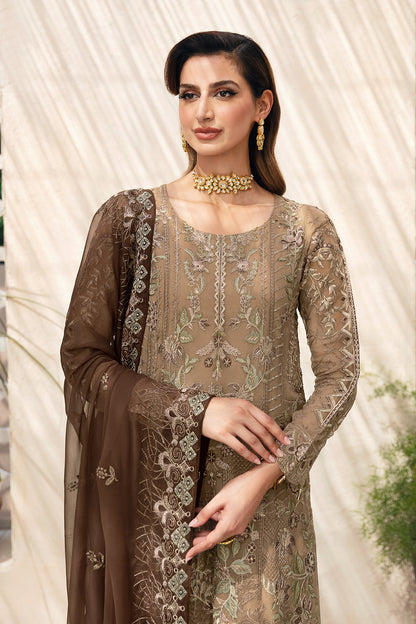 Ramsha | Chevron Chiffon Collection |A-904 M Coffee Chiffon