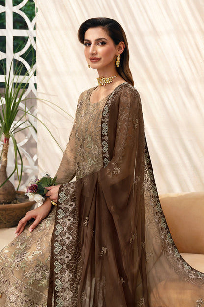 Ramsha | Chevron Chiffon Collection |A-904 L Coffee Chiffon
