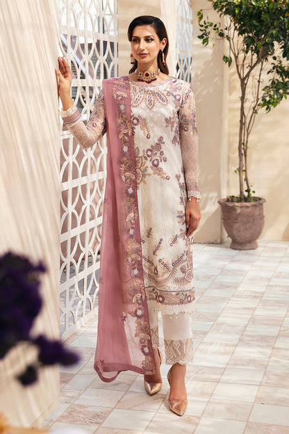 Ramsha | Chevron Chiffon Collection | A-902 XS Ivory Chiffon