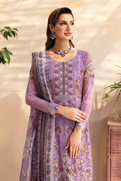 Ramsha | Chevron Chiffon Collection | A-906 Custom Size Purple Gray Chiffon