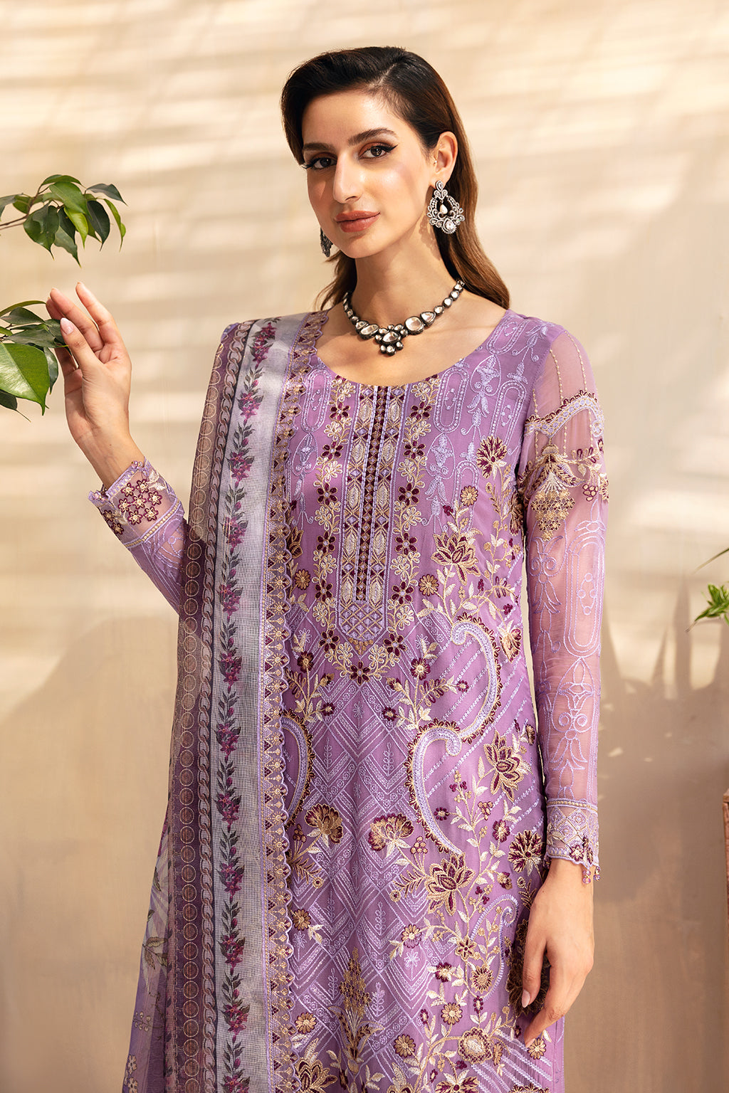 Ramsha | Chevron Chiffon Collection | A-906 XL Purple Gray Chiffon