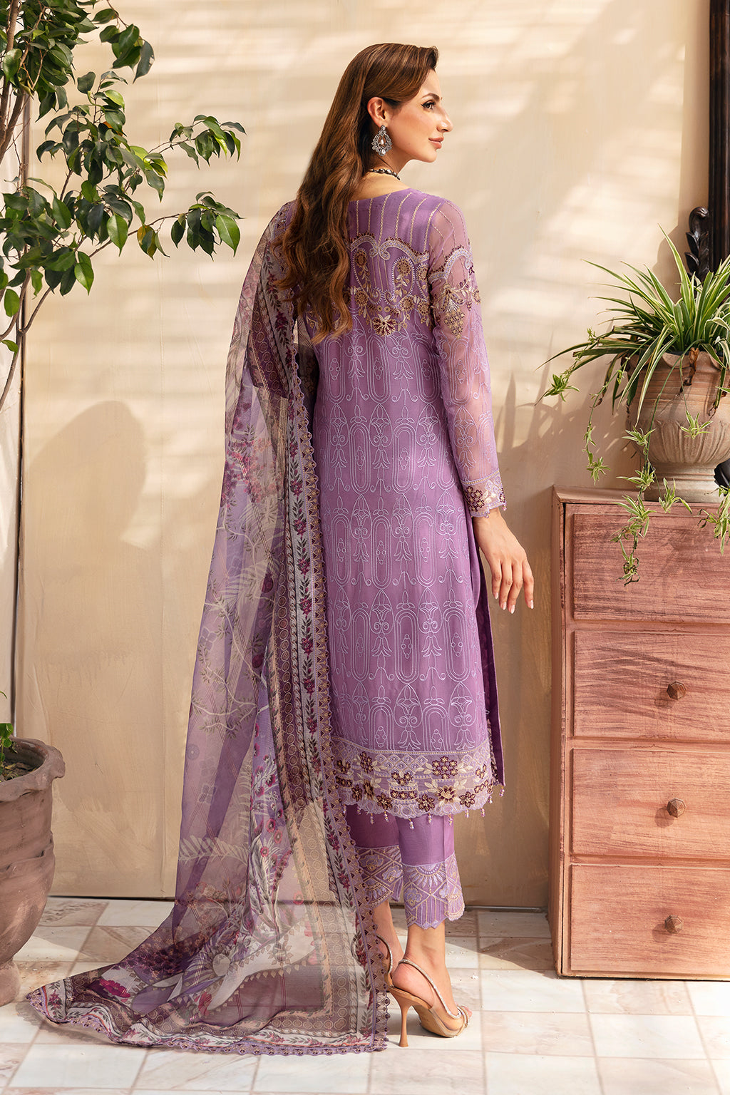 Ramsha | Chevron Chiffon Collection | A-906 S Purple Gray Chiffon