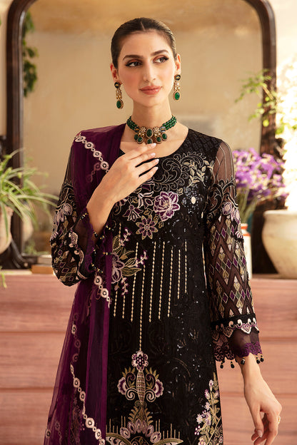 Ramsha | Chevron Chiffon Collection | A-905 M Black Chiffon
