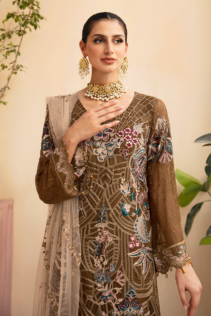 Ramsha | Chevron Chiffon Collection | A-910 M Dull Brown Chiffon