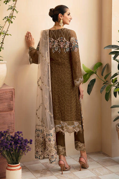 Ramsha | Chevron Chiffon Collection | A-910 S Dull Brown Chiffon