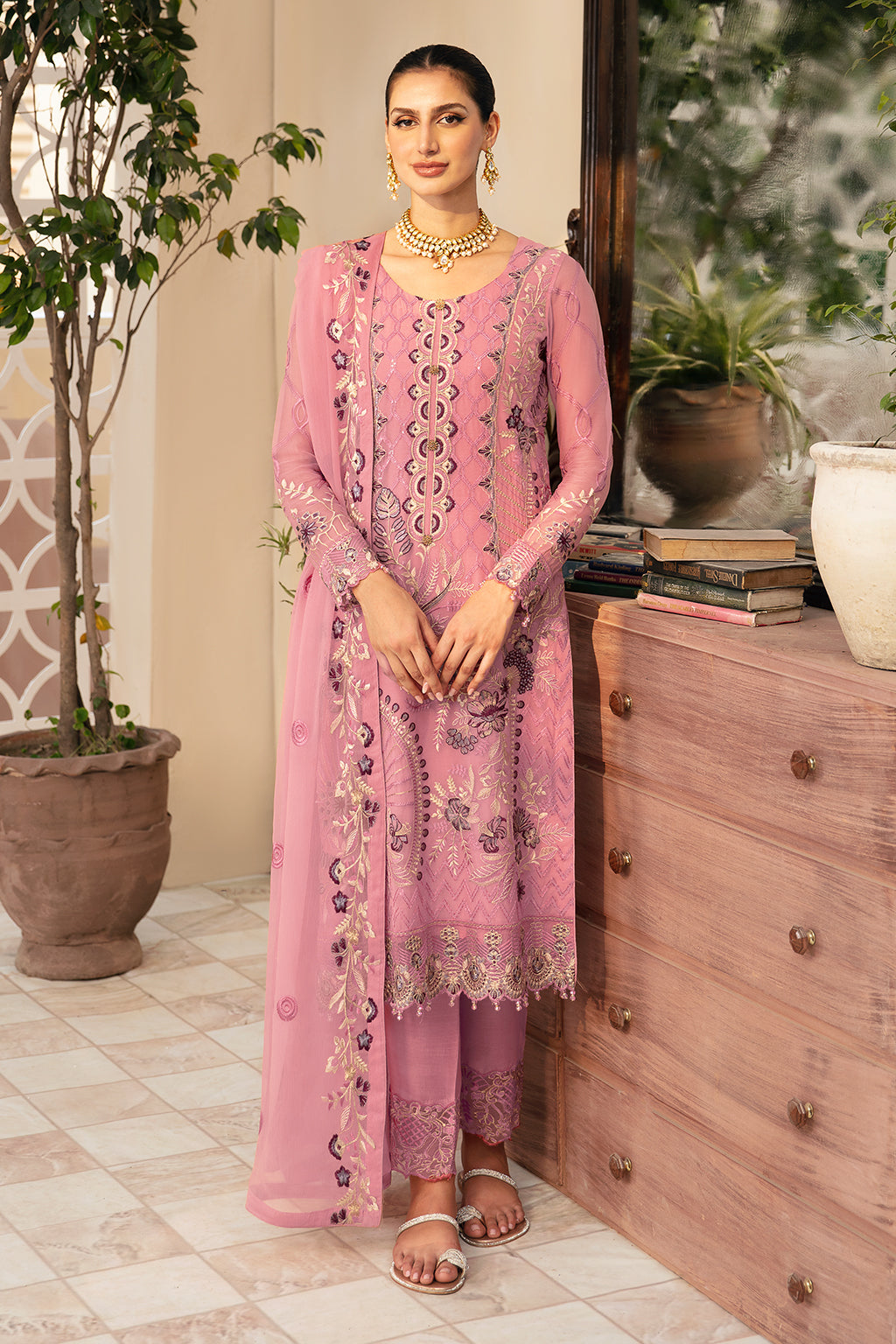 Ramsha | Chevron Chiffon Collection | A-909 XS Lilac Chiffon