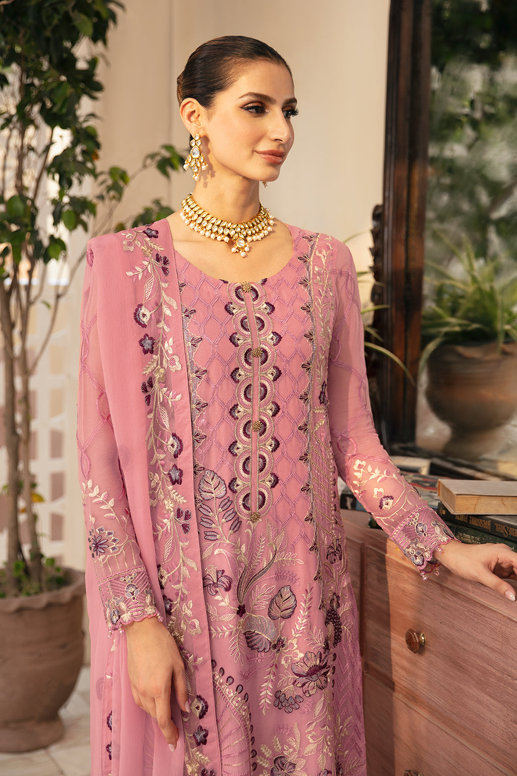 Ramsha | Chevron Chiffon Collection | A-909 Custom Size Lilac Chiffon