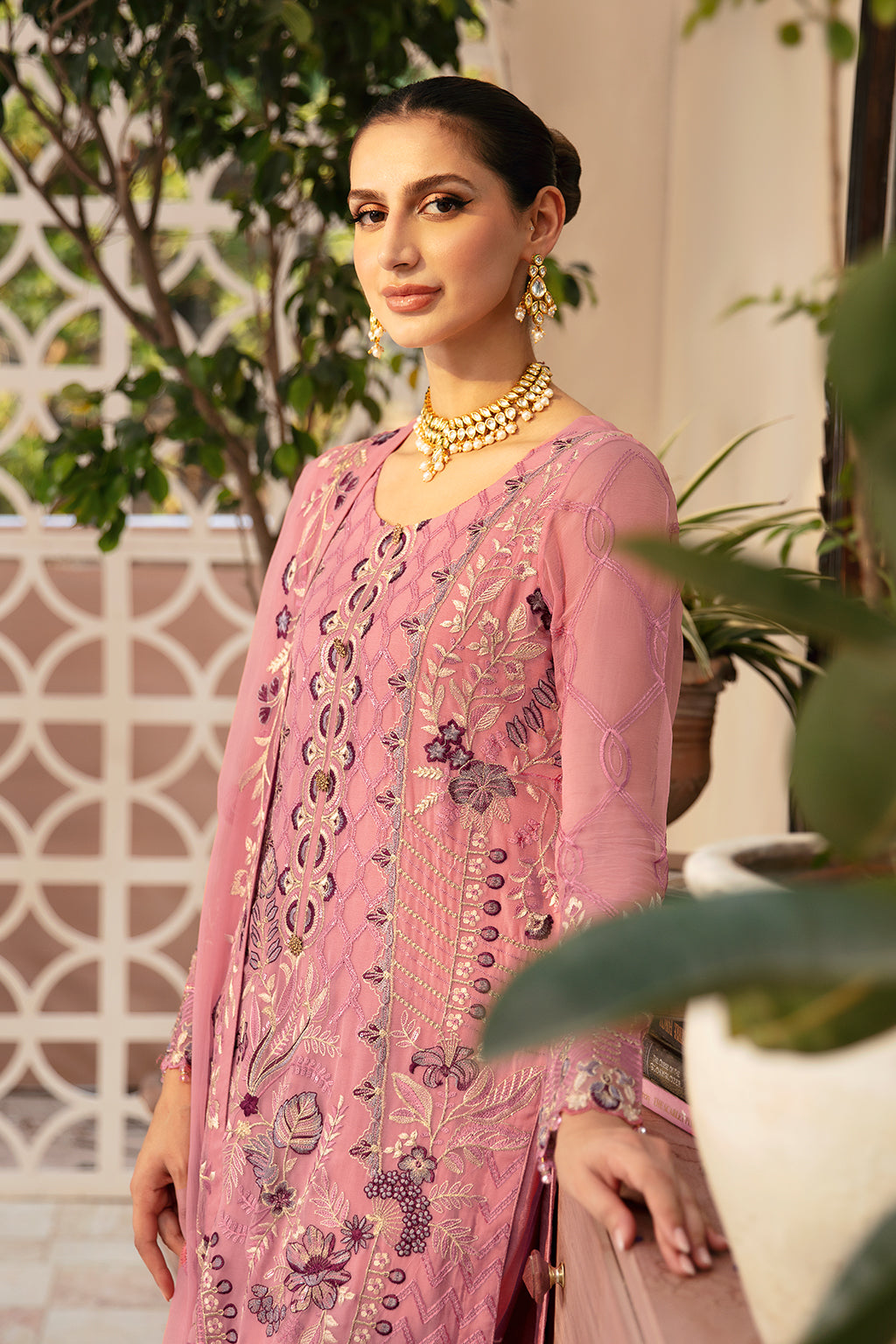 Ramsha | Chevron Chiffon Collection | A-909 L Lilac Chiffon