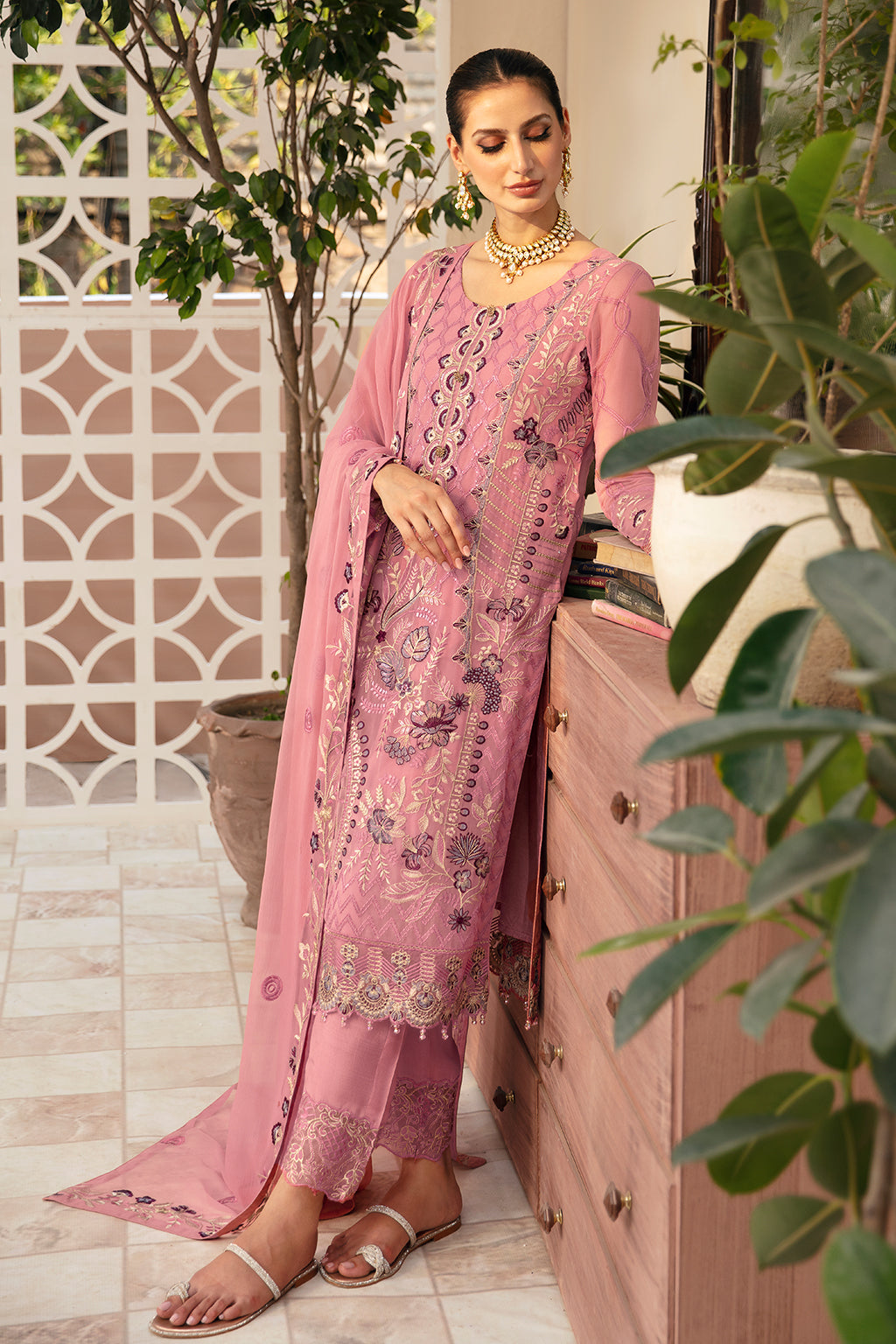 Ramsha | Chevron Chiffon Collection | A-909 M Lilac Chiffon