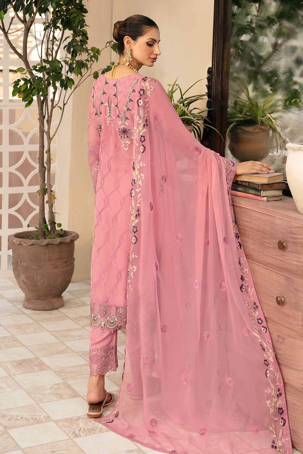Ramsha | Chevron Chiffon Collection | A-909 S Lilac Chiffon