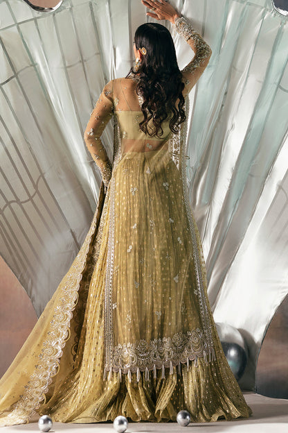 Afrozeh | Wild Flower Bloom Luxury Formals | Adelle S Long Shirt with Crushed Lehnga