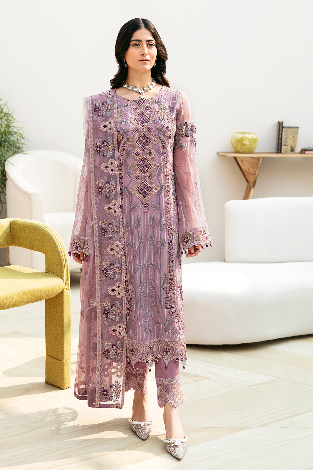 Ramsha | Chevron Chiffon Collection | A-801 XS Lilac Chiffon