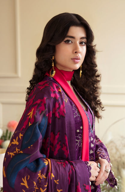 Zevk | Flora Festive Lawn | FUCHSIA L